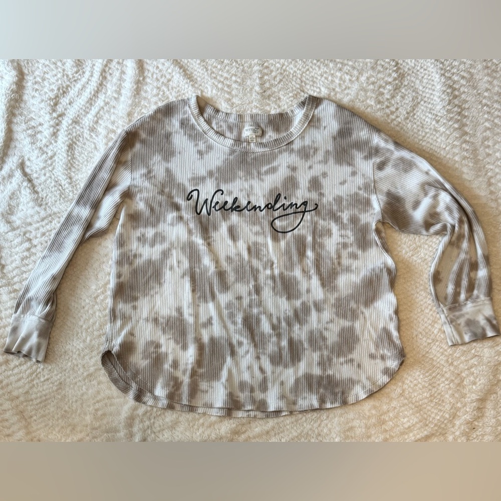 Terra & Sky Beige Tie-Dye Long Sleeve Top